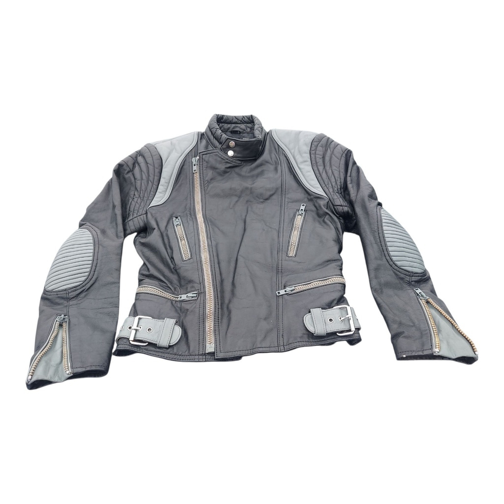 Vintage Martini Black Leather Motorcycle Jacket Cafe Racer Men’s Korean Size M
